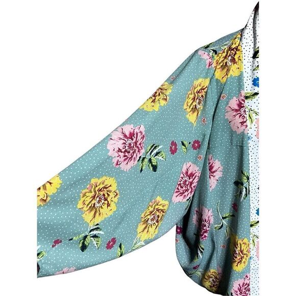 Very J. Floral Shrug Smock Blouse Jacket Size Large - Picture 2 of 5